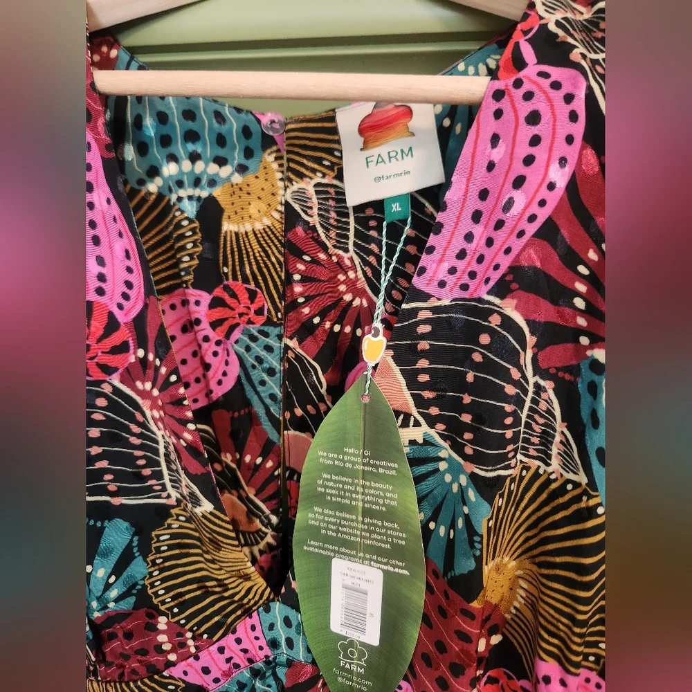 Farm Rio Shell Mix Midi Dress - Picture 6 of 8